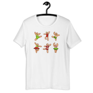 Women / T-Shirts White / XS Dancing Gingerbread (Red, Green) - Cotton Tee