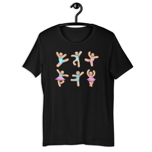 Women / T-Shirts Black / XS Dancing Gingerbread (Pink, Blue) - Cotton Tee