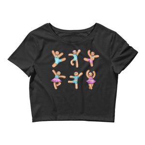 Women / Crop Tops Black / XS/SM Dancing Gingerbread (Pink, Blue) - Crop Top