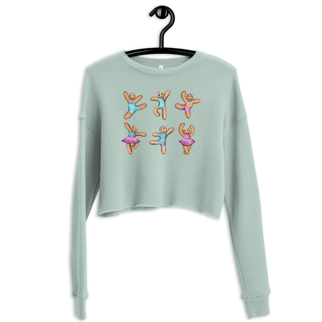 Women / Sweatshirts Dusty Blue / S Dancing Gingerbread (Pink, Blue) - Cropped Fleece Sweatshirt