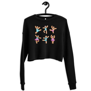 Women / Sweatshirts Black / S Dancing Gingerbread (Pink, Blue) - Cropped Fleece Sweatshirt