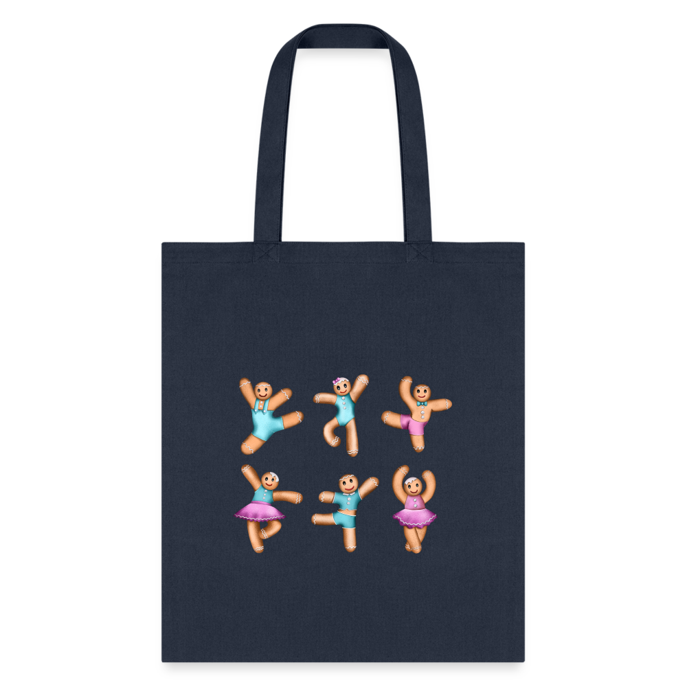 Gifts & Accessories / Totes Navy Dancing Gingerbread (Pink, Blue) - Tote Bag