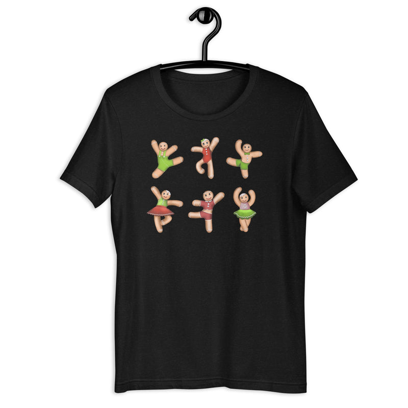 Women / T-Shirts Black Heather / XS Dancing Gingerbread (Red, Green) - Cotton Tee