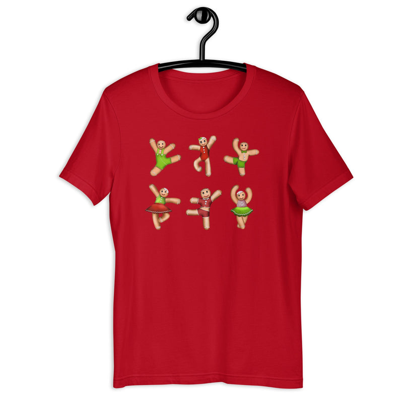 Women / T-Shirts Red / XS Dancing Gingerbread (Red, Green) - Cotton Tee