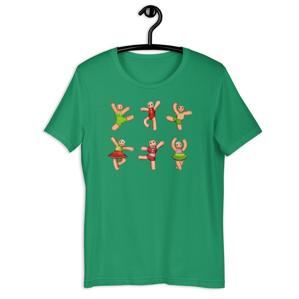 Women / T-Shirts Kelly / XS Dancing Gingerbread (Red, Green) - Cotton Tee