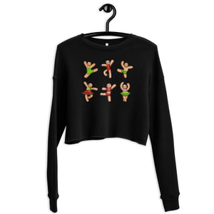 Women / Sweatshirts Black / S Dancing Gingerbread (Red, Green) - Cropped Fleece Sweatshirt