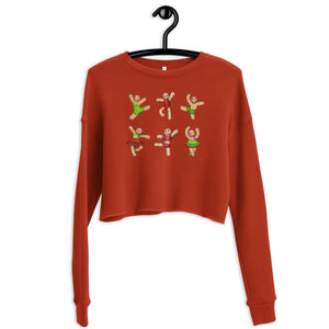 Women / Sweatshirts Brick / S Dancing Gingerbread (Red, Green) - Cropped Fleece Sweatshirt