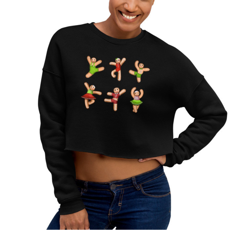 Women / Sweatshirts Dancing Gingerbread (Red, Green) - Cropped Fleece Sweatshirt