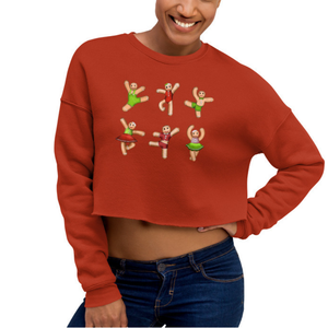 Women / Sweatshirts Dancing Gingerbread (Red, Green) - Cropped Fleece Sweatshirt