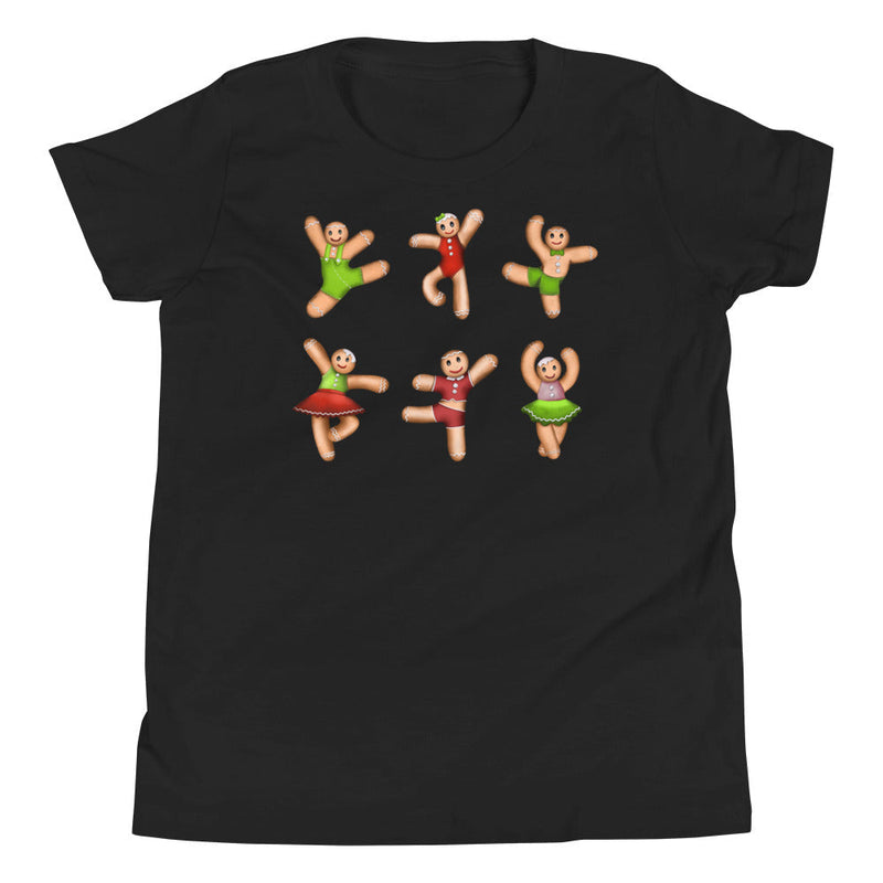 Kids / T-Shirts Black / S Dancing Gingerbread (Red, Green) - Kids Tee