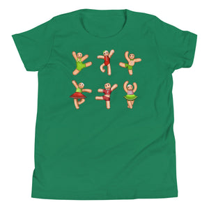 Kids / T-Shirts Green / S Dancing Gingerbread (Red, Green) - Kids Tee