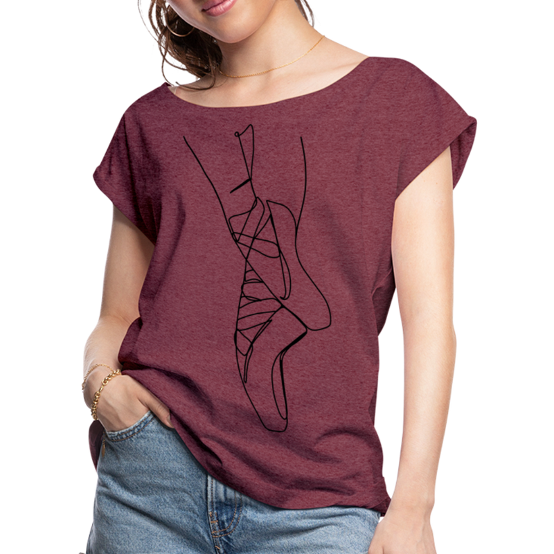 Women / T-Shirts Burgundy / S En Pointe - Adult Roll-Cuff T-Shirt En Pointe - Adult Roll Cuff T-Shirt