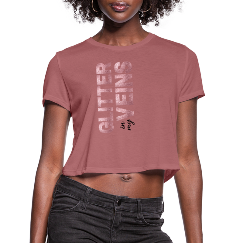 Women / Crop Tops Mauve / S Glitter in My Veins - Flowy Crop Top