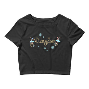 Women / Crop Tops Black / XS/SM Nutcracker Snowflakes - Crop Top