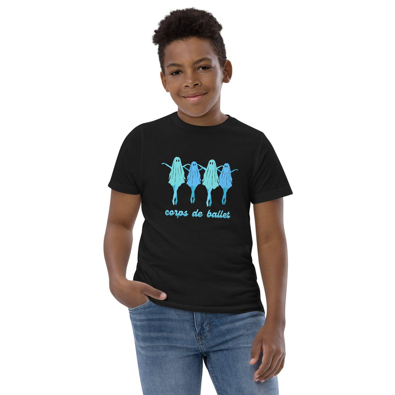 Black boy wearing a black t-shirt with dancing ballet ghosts