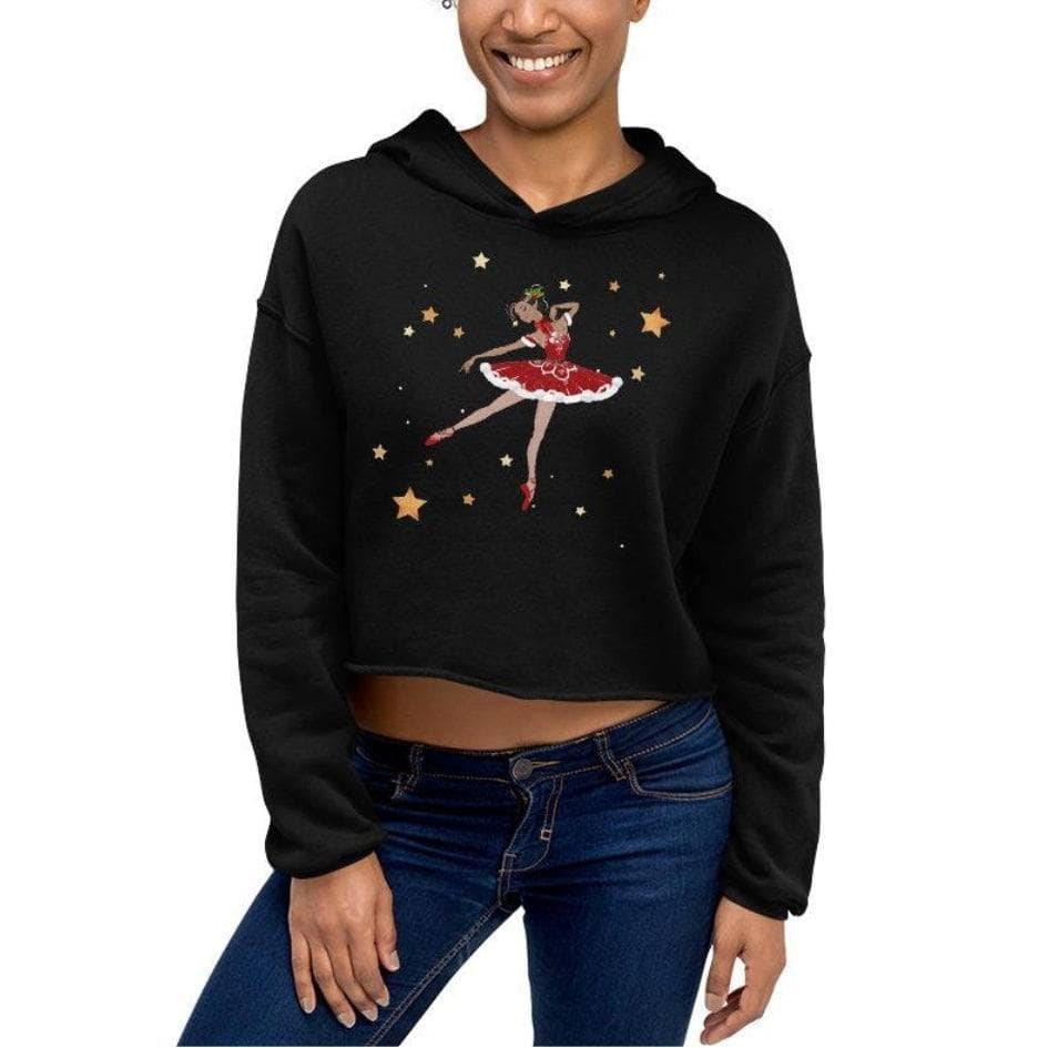 Santa Ballerina - Cropped Fleece Hoodie