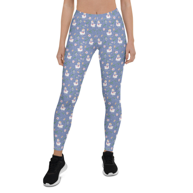 Activewear / YA Leggings XS Dancing Llama (Blue) - Adult Leggings