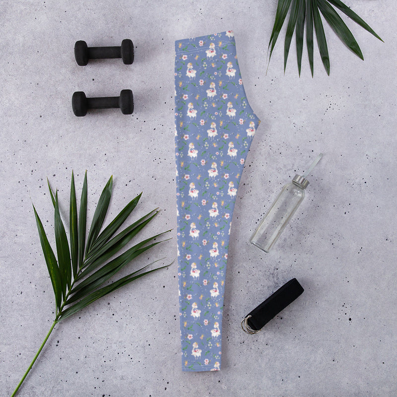 Activewear / YA Leggings Dancing Llama (Blue) - Adult Leggings