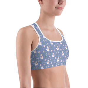 Activewear / Sport top Dancing Llama (Blue) - Youth/Adult Crop Top