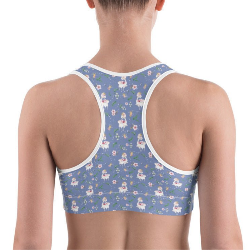 Activewear / Sport top Dancing Llama (Blue) - Youth/Adult Crop Top