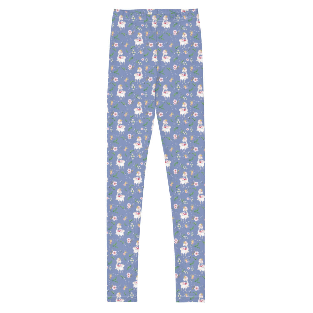 Activewear / YA Leggings 8 Dancing Llama (Blue) - Youth Leggings