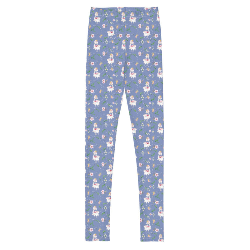 Activewear / YA Leggings 8 Dancing Llama (Blue) - Youth Leggings