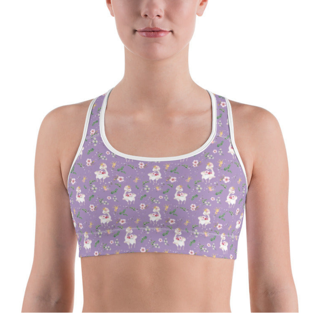 Activewear / Sport top XS Dancing Llama (Lilac) - Crop Top