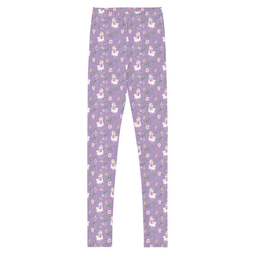 Activewear / YA Leggings 8 Dancing Llama (Lilac) - Youth Leggings