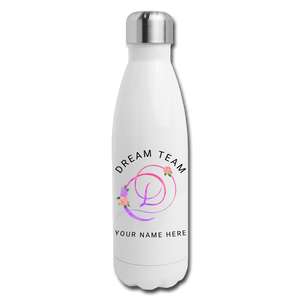 Insulated Stainless Steel Water Bottle | DyeTrans White Dream Team Customized - Glitter Option - Insulated Stainless Steel Water Bottle