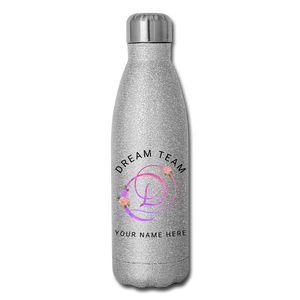 Insulated Stainless Steel Water Bottle | DyeTrans Silver Glitter Dream Team Customized - Glitter Option - Insulated Stainless Steel Water Bottle
