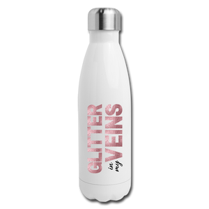 Gifts & Accessories / Water Bottles White Glitter in my Veins (Pink Glitter Effect) - Insulated Stainless Steel Water Bottle