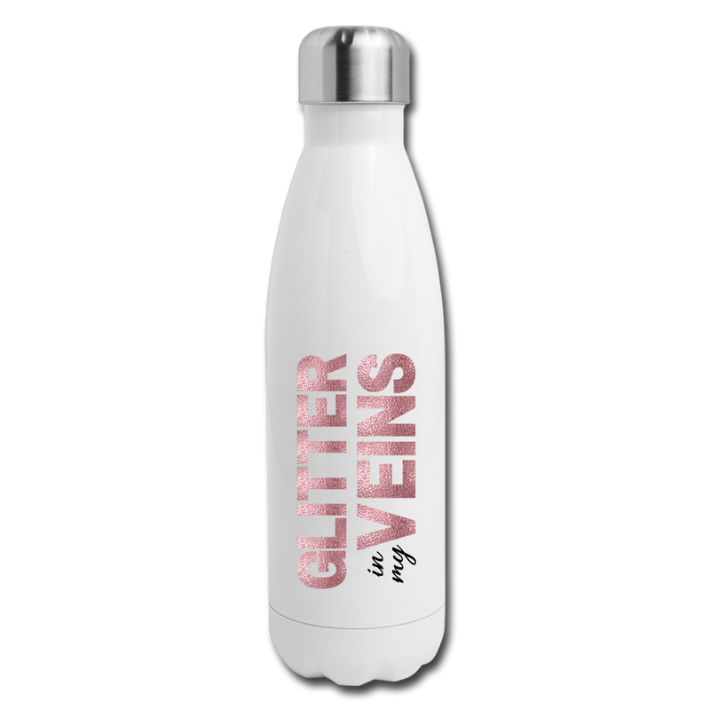 Gifts & Accessories / Water Bottles White Glitter in my Veins (Pink Glitter Effect) - Insulated Stainless Steel Water Bottle