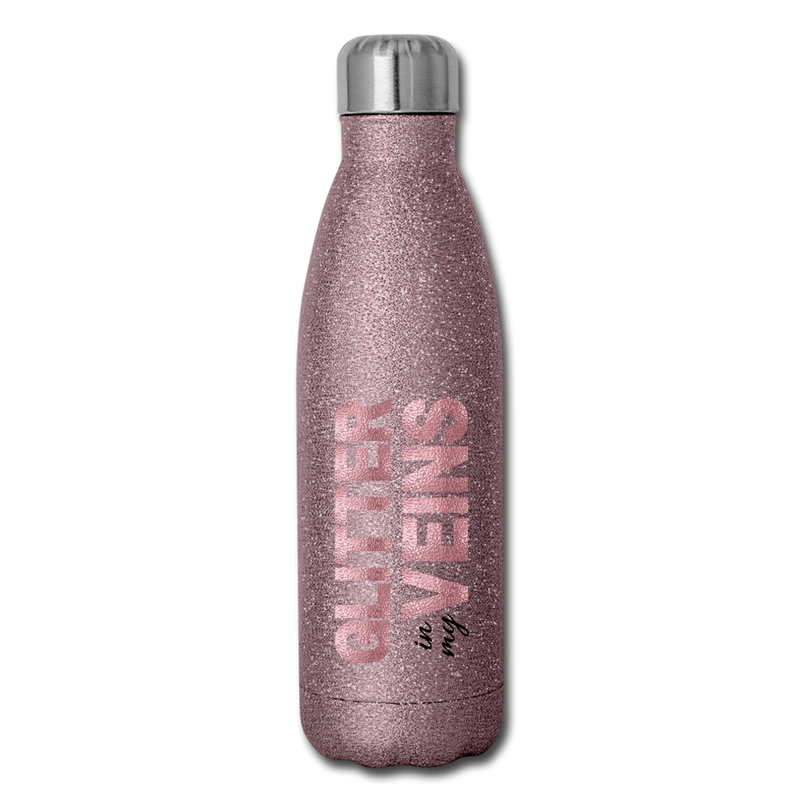 Gifts & Accessories / Water Bottles Pink Glitter Glitter in my Veins (Pink Glitter Effect) - Insulated Stainless Steel Water Bottle