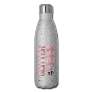 Gifts & Accessories / Water Bottles Silver Glitter Glitter in my Veins (Pink Glitter Effect) - Insulated Stainless Steel Water Bottle