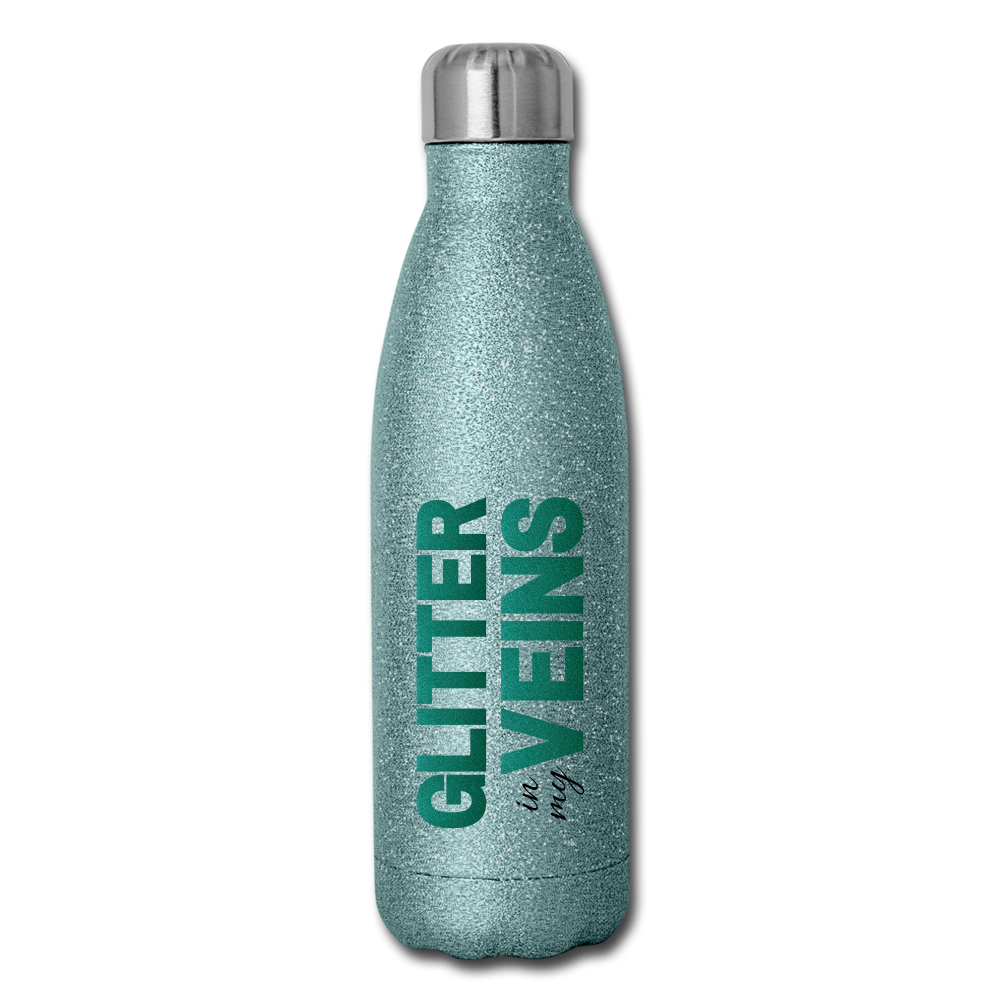 Gifts & Accessories / Water Bottles Glitter in my Veins (Turquoise Glitter Effect) - Insulated Stainless Steel Water Bottle