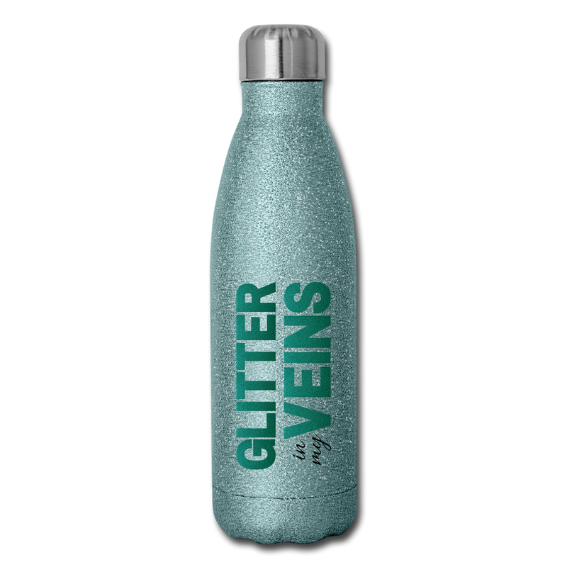 Gifts & Accessories / Water Bottles Glitter in my Veins (Turquoise Glitter Effect) - Insulated Stainless Steel Water Bottle
