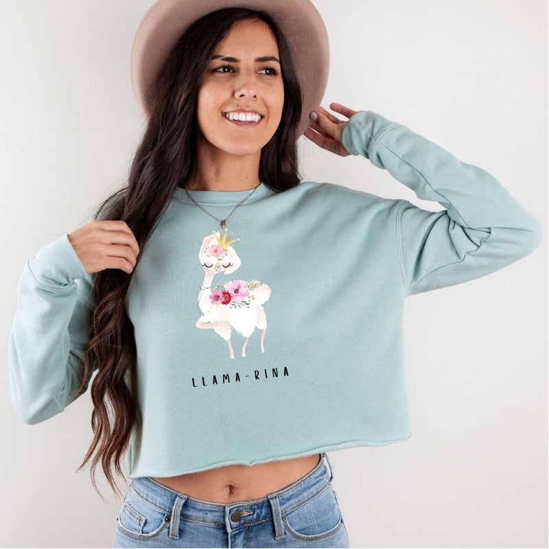 Women / Sweatshirts Dusty Blue / S Llamarina - Cropped Fleece Sweatshirt