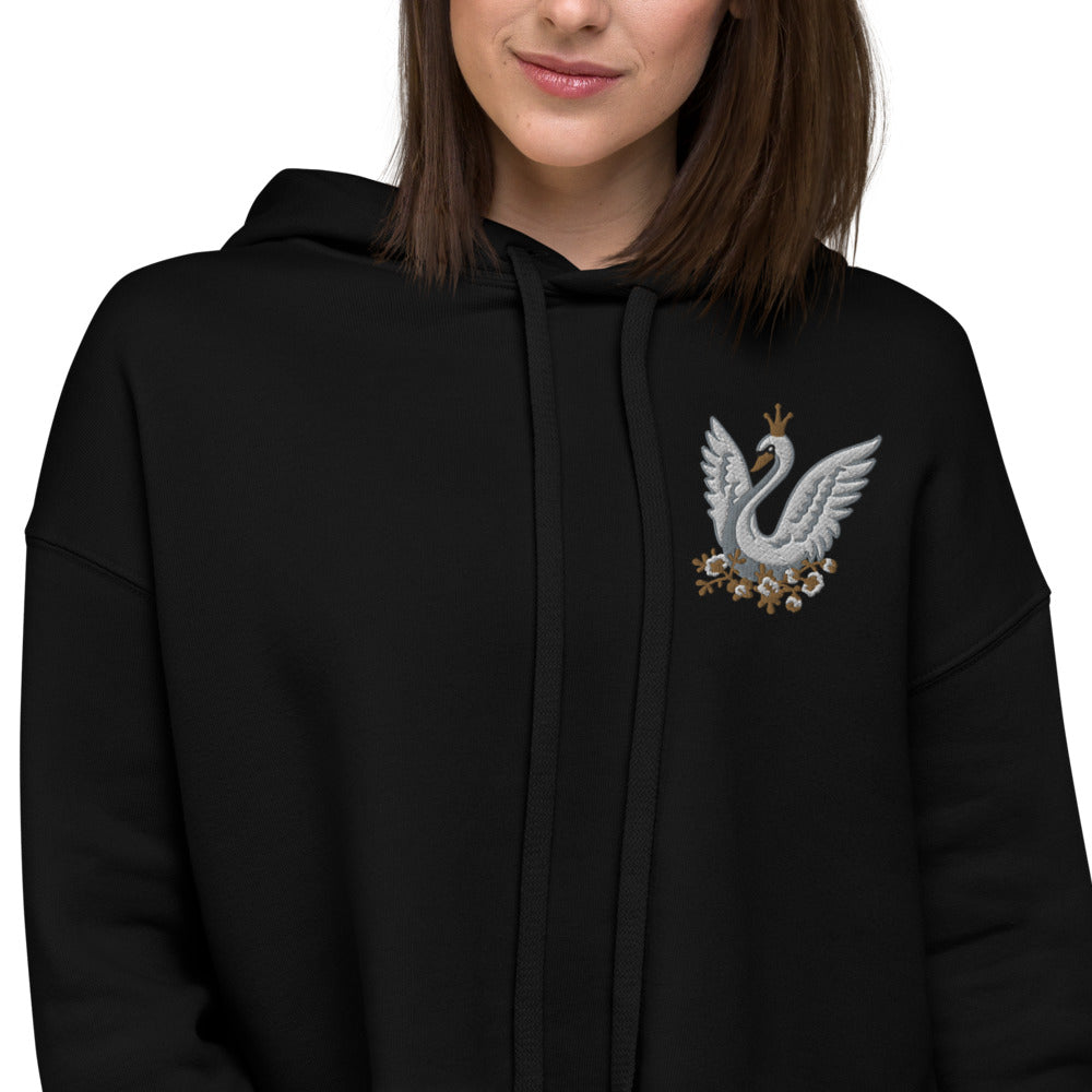 Women / Hoodies Black / S Swanderful - Embroidered Cropped Fleece Hoodie