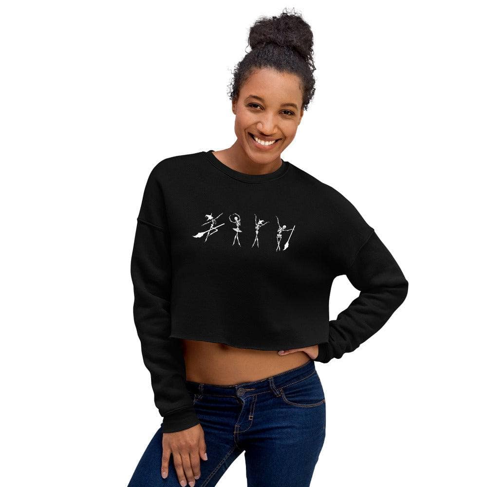 Dancing Skeletons - Cropped Fleece Halloween Sweatshirt